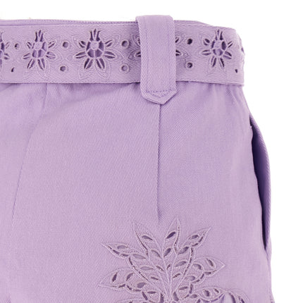 FARM RIO Purple Linen Bermuda Shorts