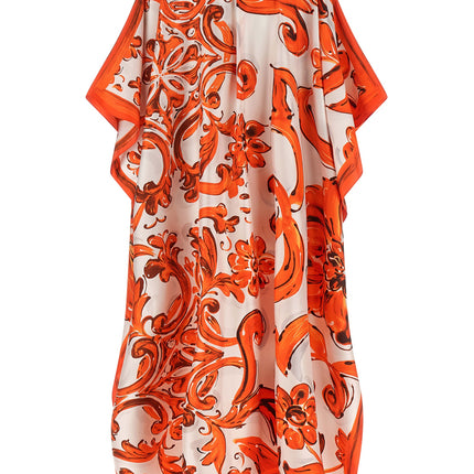 Dolce & Gabbana Orange Silk Long Dress