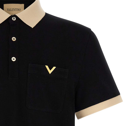 Valentino Garavani Bicolor Cotton Polo Shirt