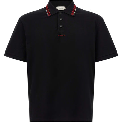 Versace Black Cotton Polo Shirt