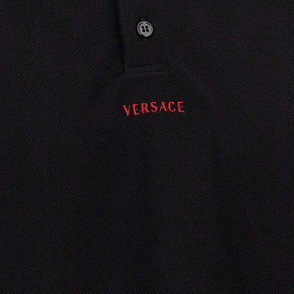 Versace Black Cotton Polo Shirt