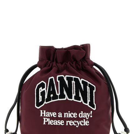 Ganni Bordeaux Recycled Polyamide Clutch Bag