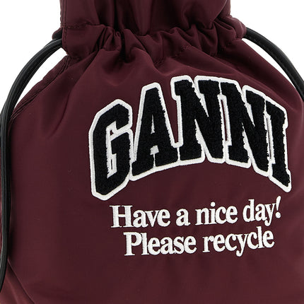 Ganni Bordeaux Recycled Polyamide Clutch Bag Ganni