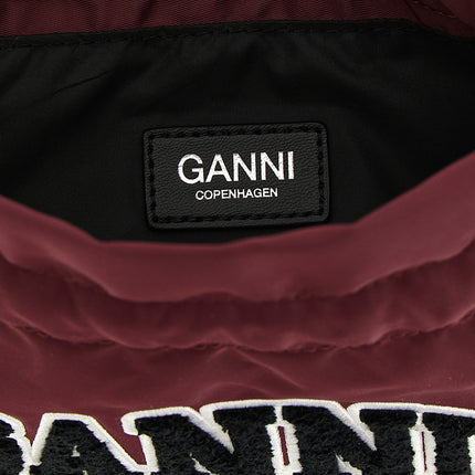 Ganni Bordeaux Recycled Polyamide Clutch Bag Ganni