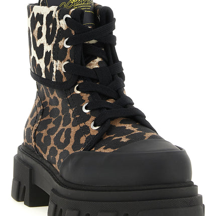 Ganni Multicolor Cotton Lace-Up Boots