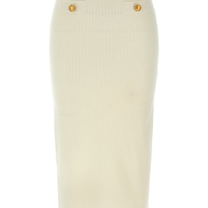 Alessandra Rich White Wool Midi Skirt Alessandra Rich
