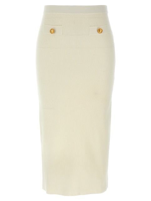 Alessandra Rich White Wool Midi Skirt Alessandra Rich