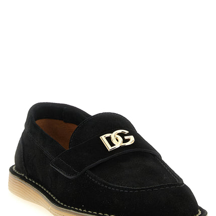 Dolce & Gabbana Black Calfskin Slip-On Loafers