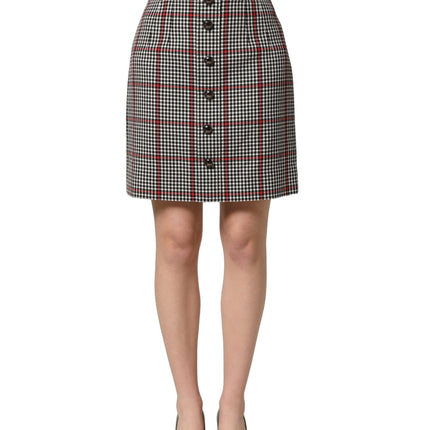 Dolce & Gabbana Gray Checkered High Waist A-line Mini Skirt Dolce & Gabbana