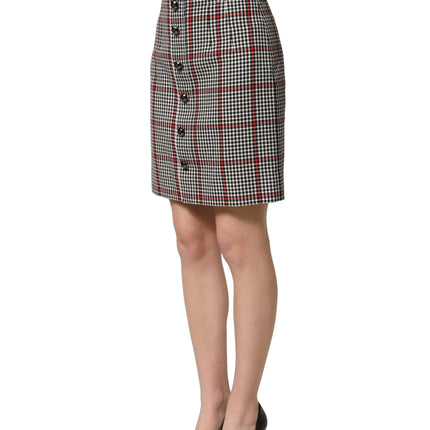 Dolce & Gabbana Gray Checkered High Waist A-line Mini Skirt Dolce & Gabbana