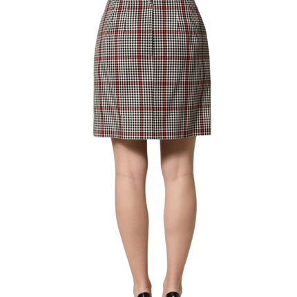 Dolce & Gabbana Gray Checkered High Waist A-line Mini Skirt Dolce & Gabbana