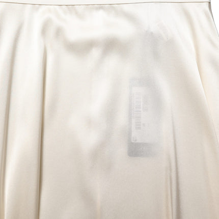 Dolce & Gabbana Off White Lace Trimmed Satin High Waist Skirt