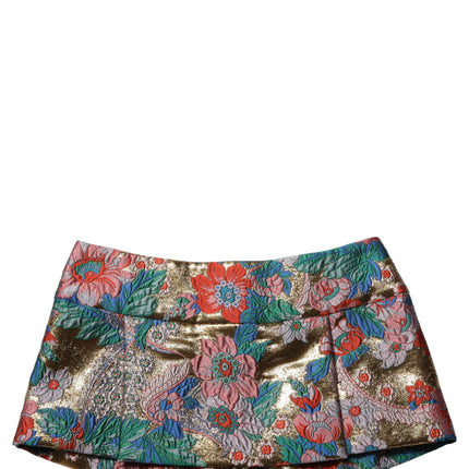 Dolce & Gabbana Multicolor Floral Jacquard MidWaist Mini Skirt