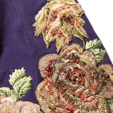 Dolce & Gabbana Purple Floral Embellsihed MidWaist Mini Skirt