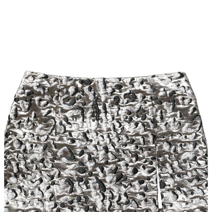 Dolce & Gabbana Silver Leopard Jacquard Mid Waist Mini Skirt Dolce & Gabbana