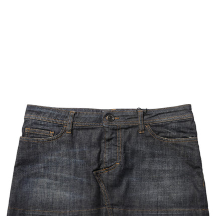 Dolce & Gabbana Black Cotton Spandex Low Waist Denim Mini Skirt