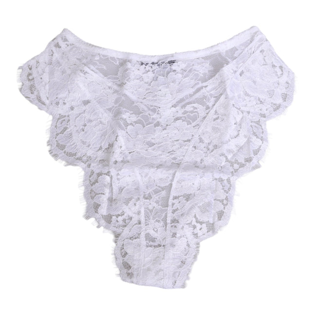 Dolce & Gabbana White Floral Lace Low Rise Panty Underwear