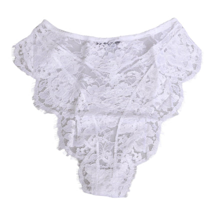 Dolce & Gabbana White Floral Lace Low Rise Panty Underwear