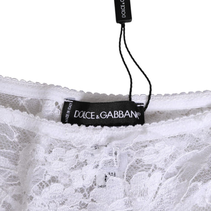 Dolce & Gabbana White Floral Lace Low Rise Panty Underwear