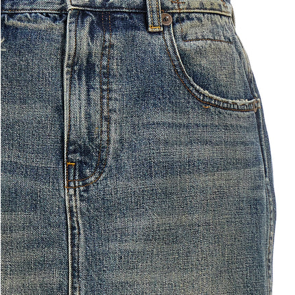 R13 Blue Cotton Mini Skirt R13