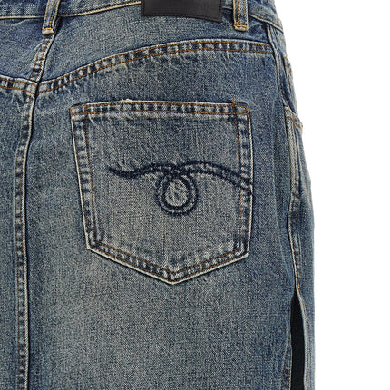 R13 Blue Cotton Mini Skirt R13