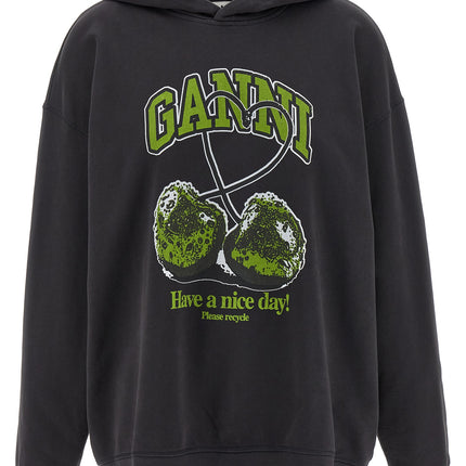 Ganni Gray Organic Cotton Hoodie Ganni