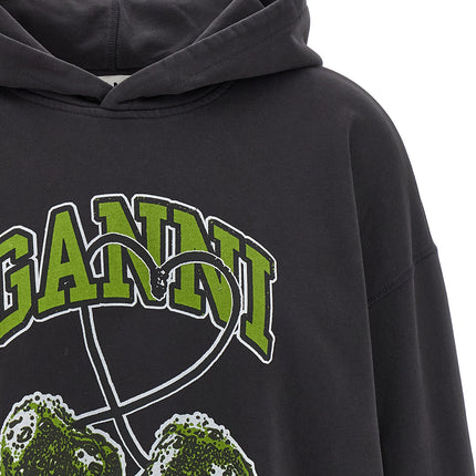 Ganni Gray Organic Cotton Hoodie Ganni