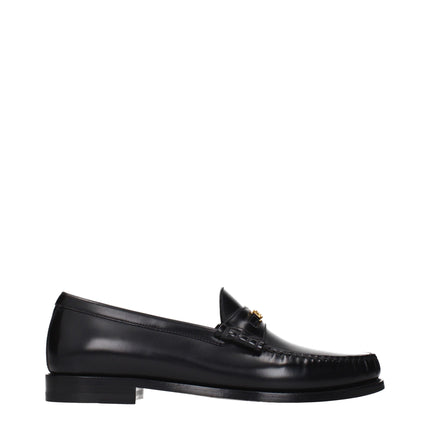 Celine Black Leather Slip-On Loafers