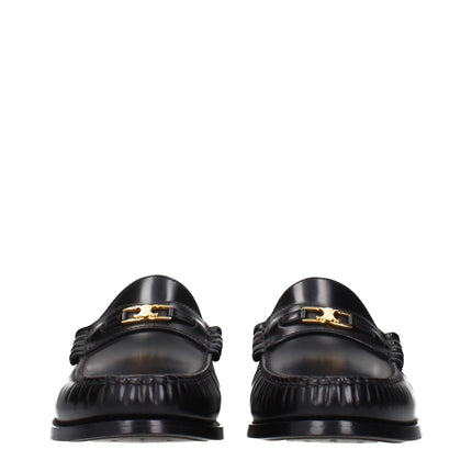 Celine Black Leather Slip-On Loafers
