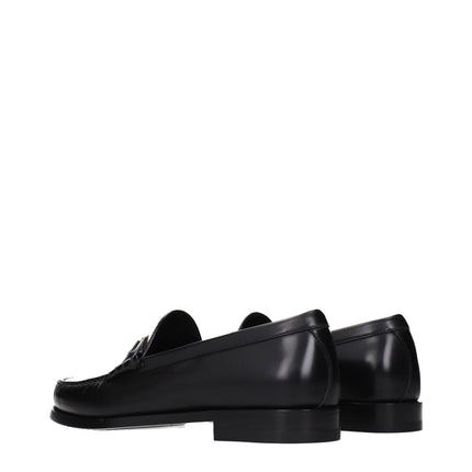 Celine Black Leather Slip-On Loafers