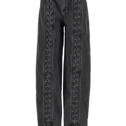 ROTATE BIRGER CHRISTENSEN Black Cotton Straight-Leg Jeans