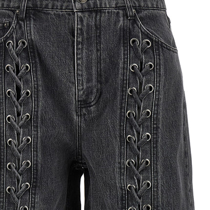 ROTATE BIRGER CHRISTENSEN Black Cotton Straight-Leg Jeans