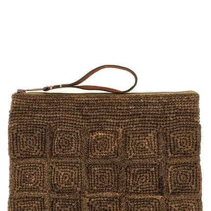 Ibeliv Brown Raffia Clutch Bag