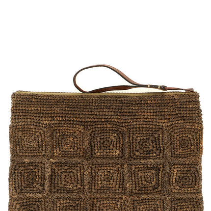 Ibeliv Brown Raffia Clutch Bag