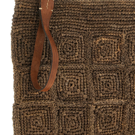 Ibeliv Brown Raffia Clutch Bag