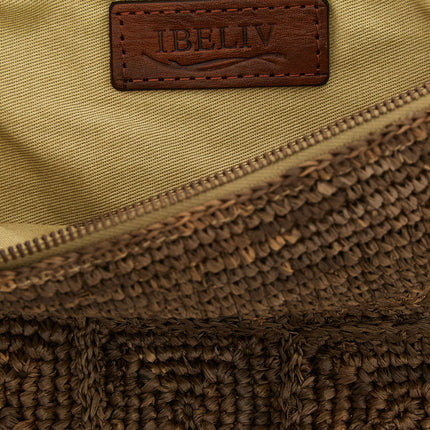 Ibeliv Brown Raffia Clutch Bag