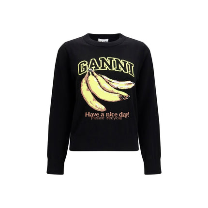 Ganni Black Cotton Sweatshirt