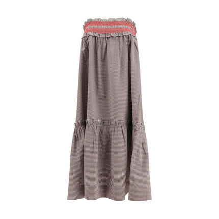 Ganni Brown Cotton Midi Skirt