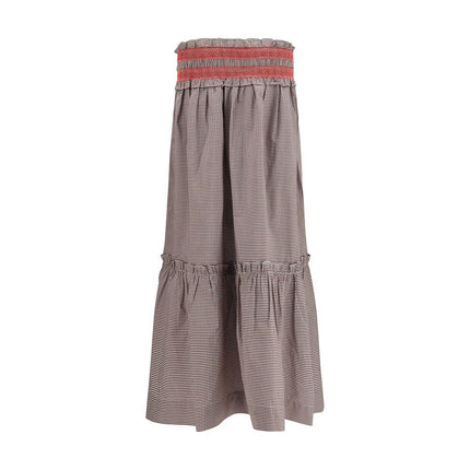 Ganni Brown Cotton Midi Skirt