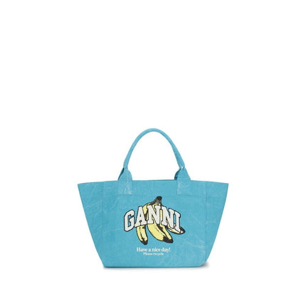 Ganni Blue Recycled Cotton Shoulder Bag