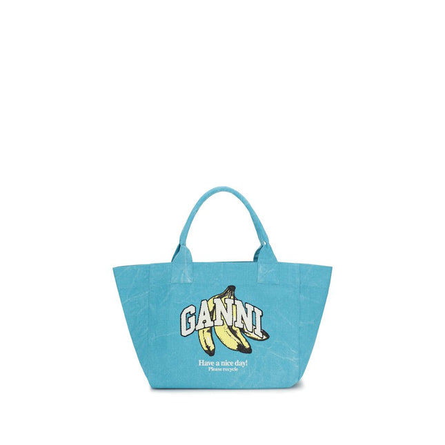 Ganni Blue Recycled Cotton Shoulder Bag