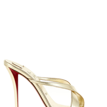 Christian Louboutin Gold Lambskin Stiletto Heel Sandals