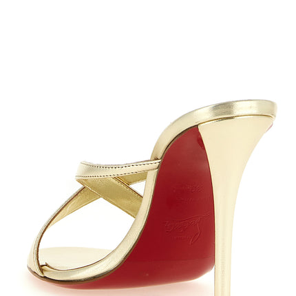 Christian Louboutin Gold Lambskin Stiletto Heel Sandals