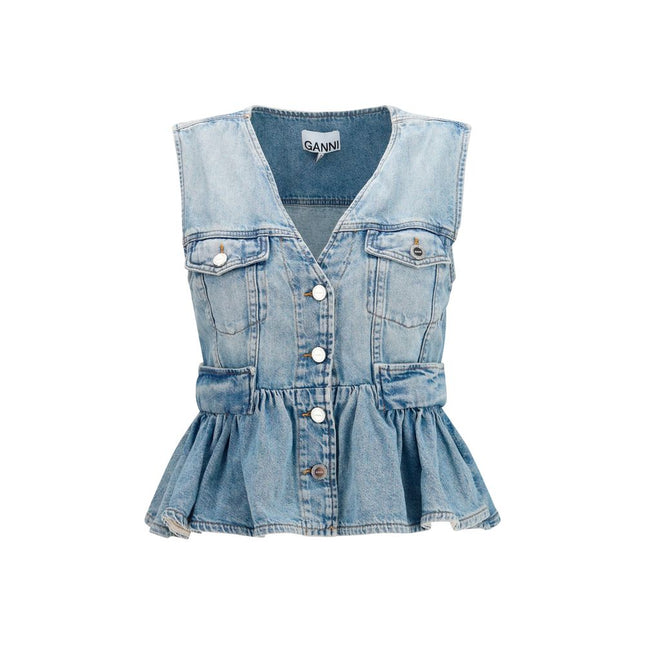 Ganni Blue Cotton Denim Jacket Ganni