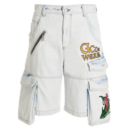 GCDS Blue Cotton Bermuda Shorts