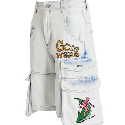 GCDS Blue Cotton Bermuda Shorts