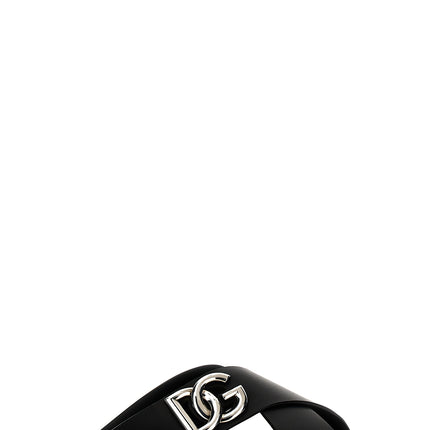 Dolce & Gabbana Black Calfskin Slides Dolce & Gabbana