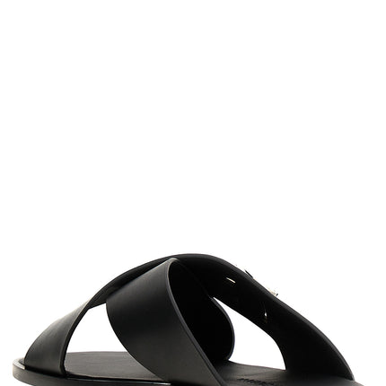 Dolce & Gabbana Black Calfskin Slides Dolce & Gabbana