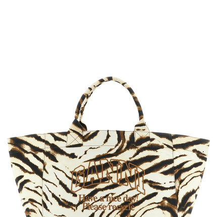 Ganni Beige Recycled Cotton Tote Bag