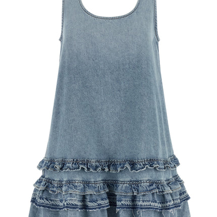 Ganni Blue Organic Cotton Short Dress